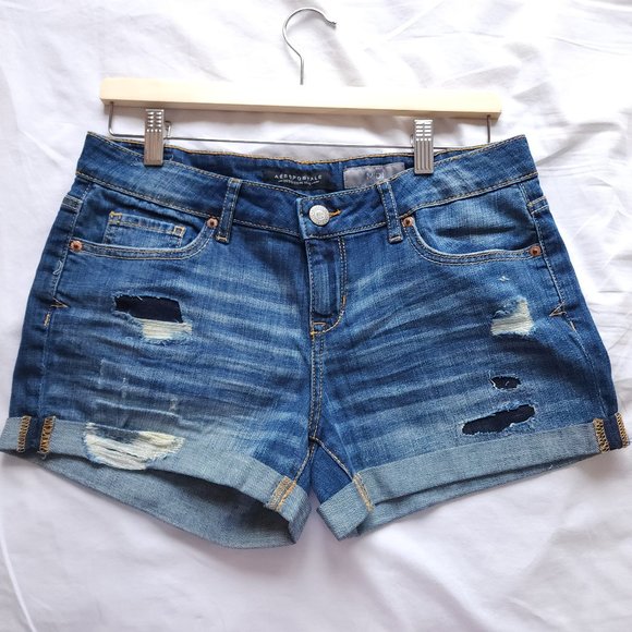 Aeropostale MIDI Distressed Jean Shorts NWOT - Picture 1 of 7